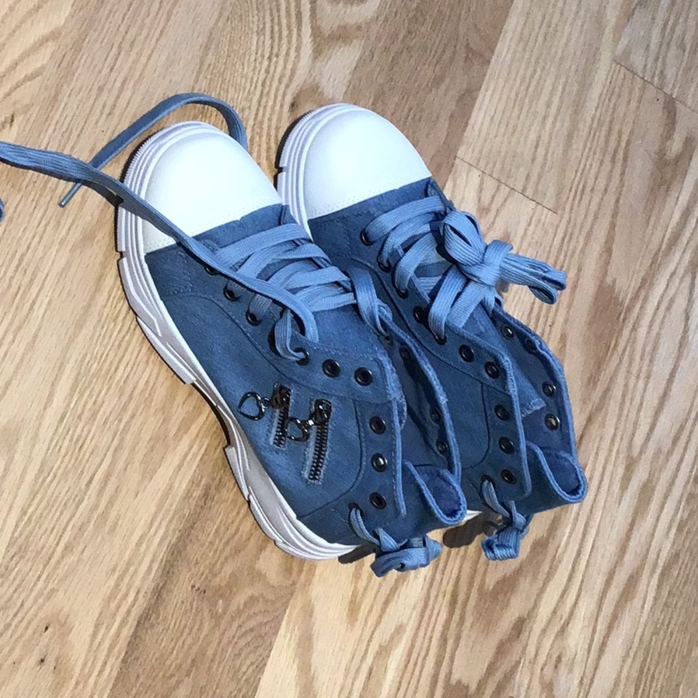 Women's Blue High-Top Sneakers